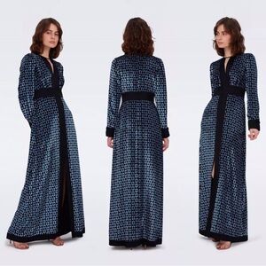 NWT DIANE VON FURSTENBERG DVF Libby Dress In Chain Geo Maxi